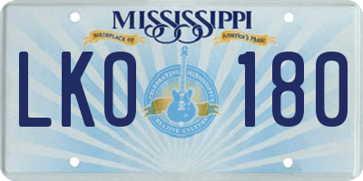 MS license plate LKO180