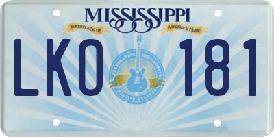MS license plate LKO181