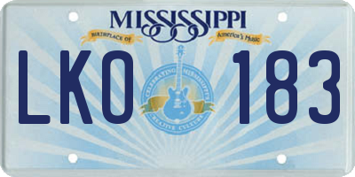 MS license plate LKO183