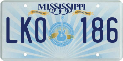 MS license plate LKO186