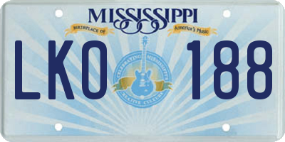 MS license plate LKO188