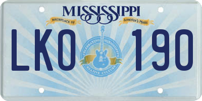 MS license plate LKO190