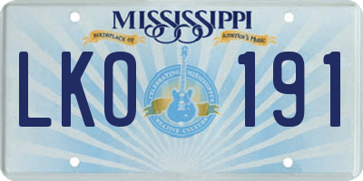 MS license plate LKO191