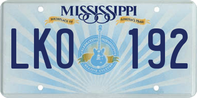 MS license plate LKO192