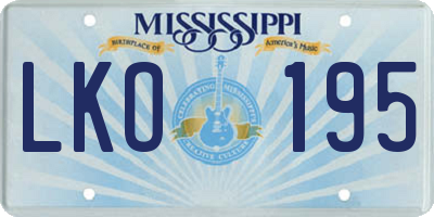 MS license plate LKO195