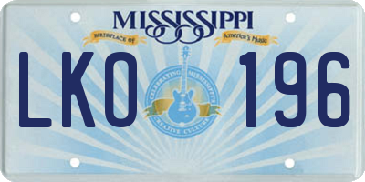 MS license plate LKO196