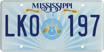 MS license plate LKO197