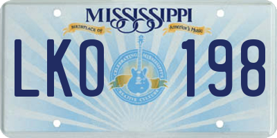 MS license plate LKO198