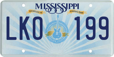 MS license plate LKO199