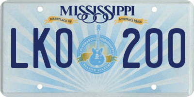 MS license plate LKO200