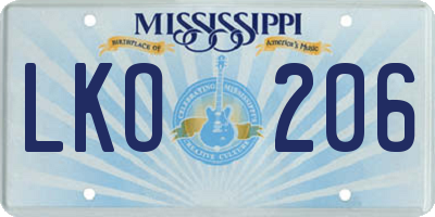 MS license plate LKO206