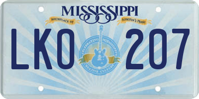 MS license plate LKO207