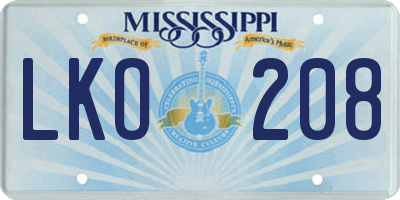 MS license plate LKO208