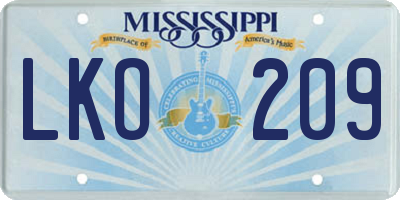 MS license plate LKO209