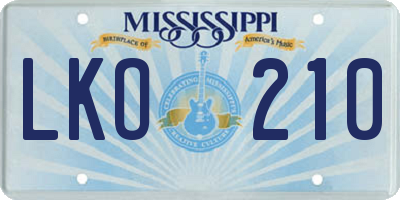 MS license plate LKO210