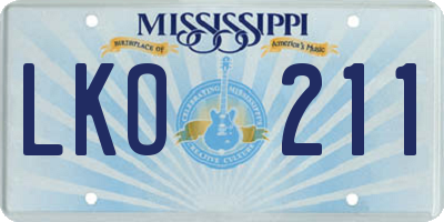 MS license plate LKO211