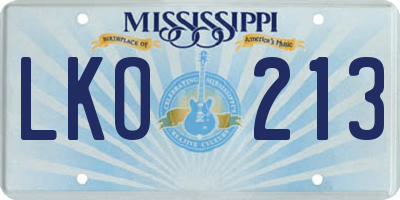 MS license plate LKO213