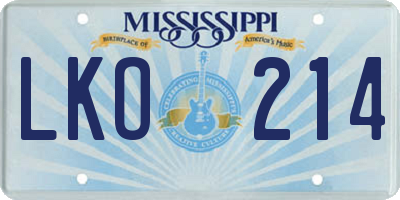 MS license plate LKO214