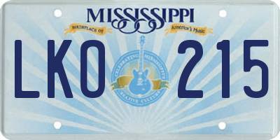 MS license plate LKO215