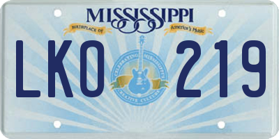 MS license plate LKO219