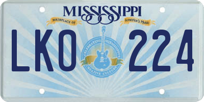 MS license plate LKO224
