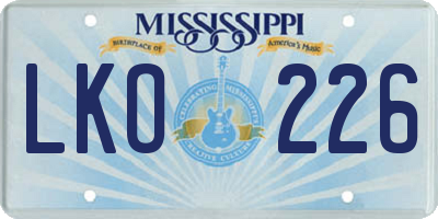 MS license plate LKO226