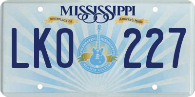 MS license plate LKO227