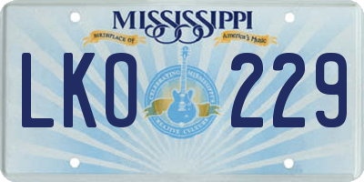 MS license plate LKO229