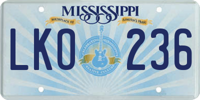 MS license plate LKO236