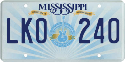 MS license plate LKO240