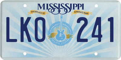 MS license plate LKO241