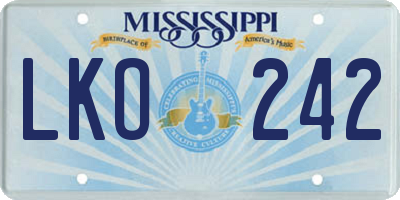 MS license plate LKO242