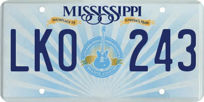 MS license plate LKO243