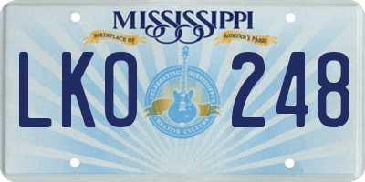 MS license plate LKO248