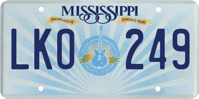 MS license plate LKO249