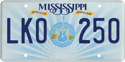 MS license plate LKO250