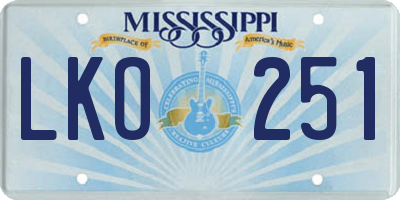 MS license plate LKO251