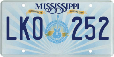 MS license plate LKO252