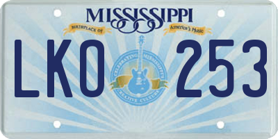 MS license plate LKO253