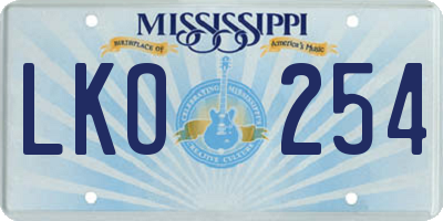 MS license plate LKO254