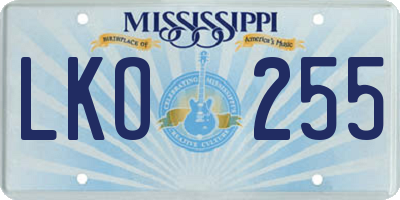 MS license plate LKO255