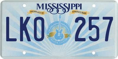 MS license plate LKO257