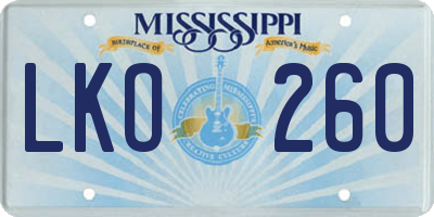 MS license plate LKO260