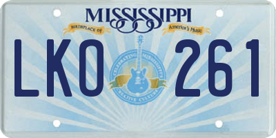 MS license plate LKO261