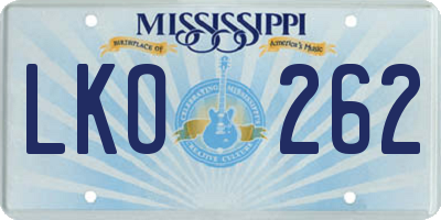 MS license plate LKO262