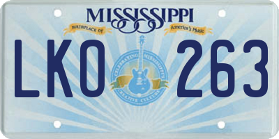 MS license plate LKO263