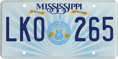 MS license plate LKO265