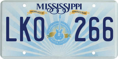 MS license plate LKO266