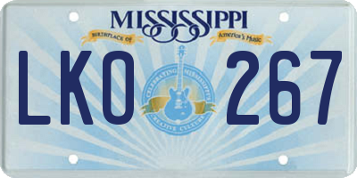 MS license plate LKO267