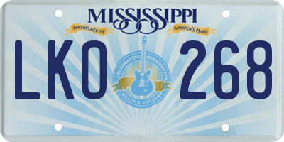 MS license plate LKO268